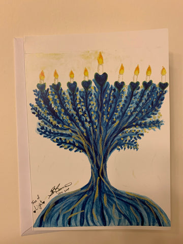 Handmade Hanukkah Card: “Tree of Light"