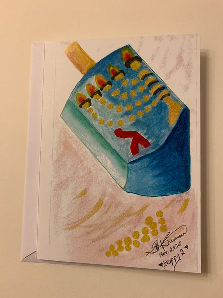 Handmade Hanukkah Card: “Happy 2 Dreidel”