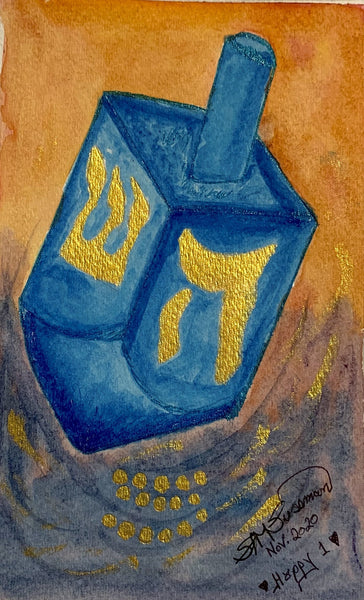 Handmade Hanukkah Card: “Happy 1 Dreidel"